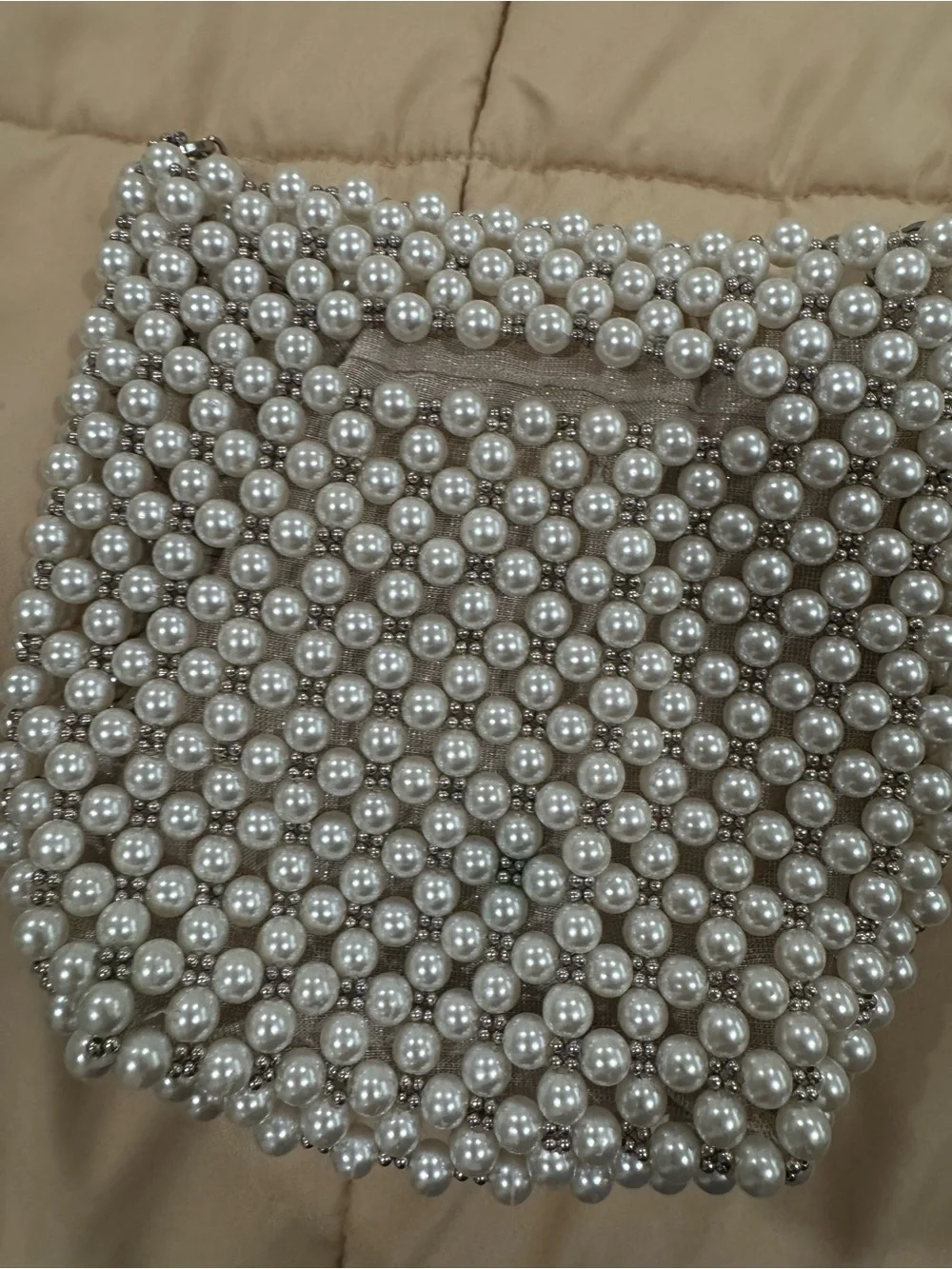 Pearl Beaded Crossbody Bag - Ivory
